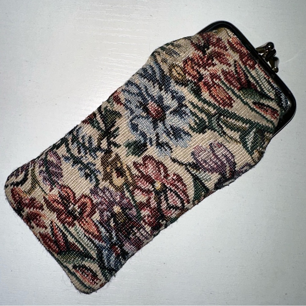 Vtg Double Pocket Floral Tapestry Glasses Case - Picture 2 of 6